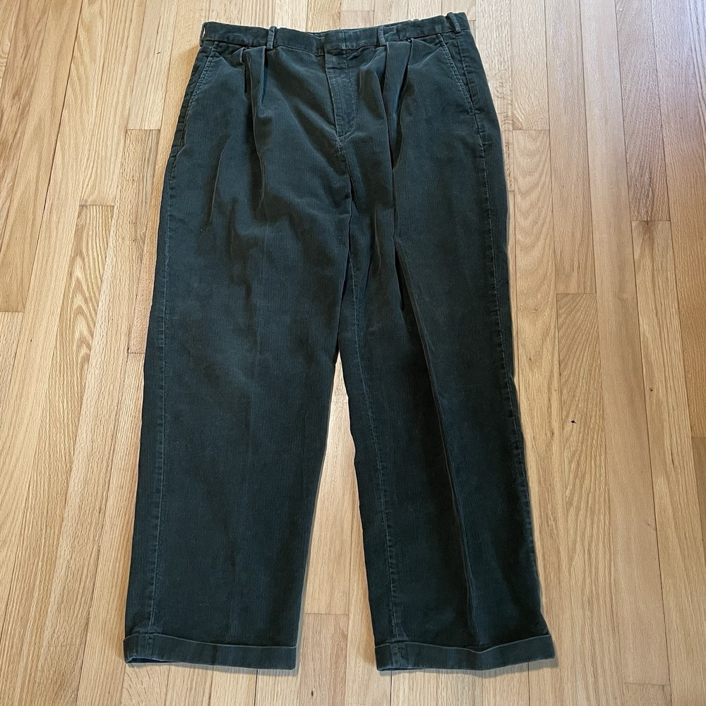 Lands' End Men's Corduroy Pants Olive Green Size 37x30 Classic Fit Casual